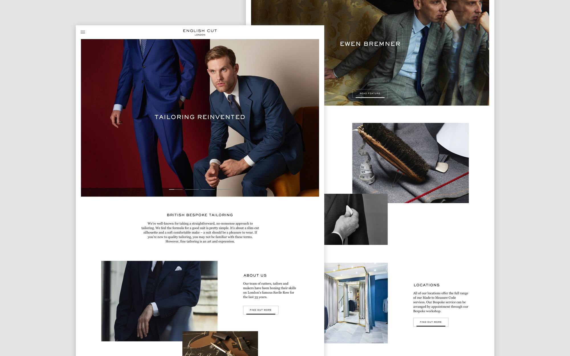 Website for London Tailors English Cut, designed by Extract Studio